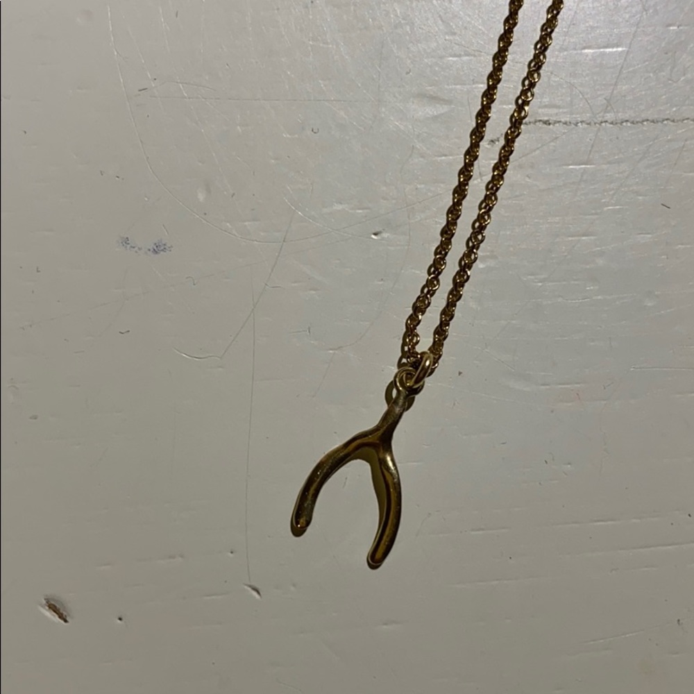 Wishbone Necklace on gold chain